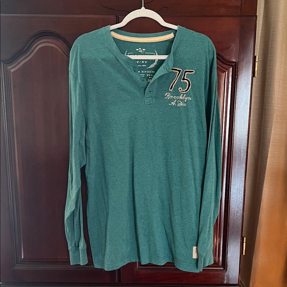 Old Navy Teal Long Sleeve Henley Shirt